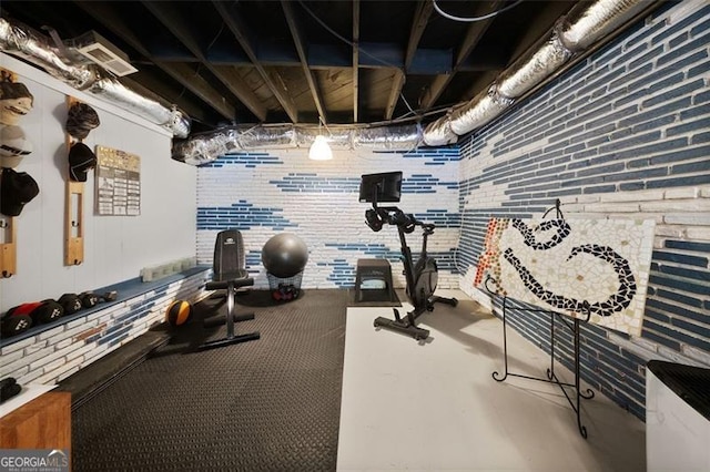 workout area featuring visible vents