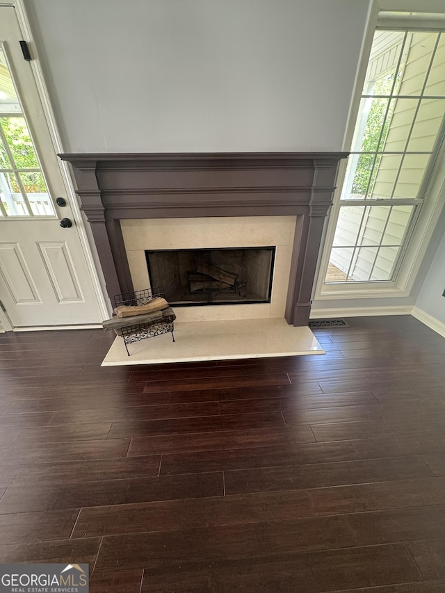 955 Tributary Way, Dacula, GA 30019 - detailed view of a premium fireplace and wood finished floors