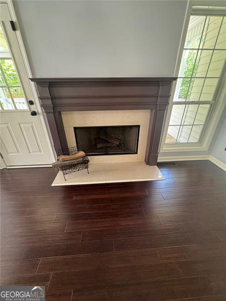 955 Tributary Way, Dacula, GA 30019 - detailed view of a fireplace and wood finished floors