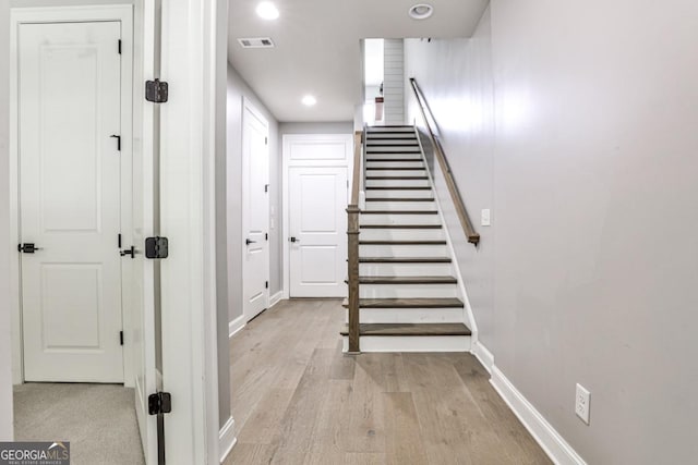 247 Franklin Rd, Atlanta, GA 30342 - staircase featuring wood finished floors, recessed lighting, visible vents, and baseboards