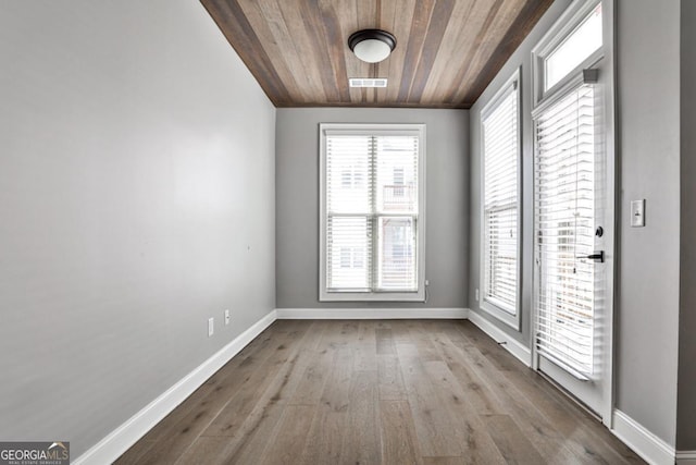 247 Franklin Rd, Atlanta, GA 30342 - interior space featuring baseboards, wooden ceiling, visible vents, and wood-type flooring