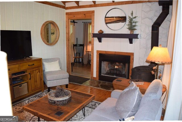 767 Robertson Cir, Blairsville, GA 30512 - living room with wood finished floors