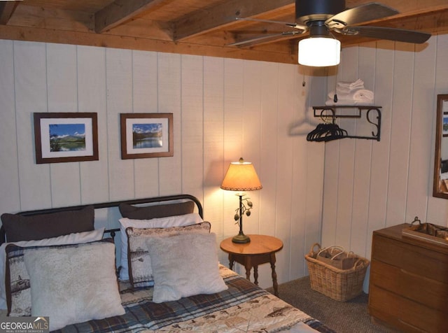 767 Robertson Cir, Blairsville, GA 30512 - bedroom with carpet and beamed ceiling