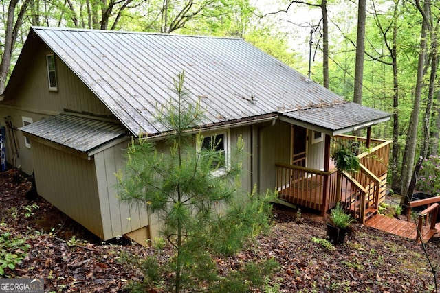 767 Robertson Cir, Blairsville, GA 30512 - view of property exterior featuring metal roof and a deck