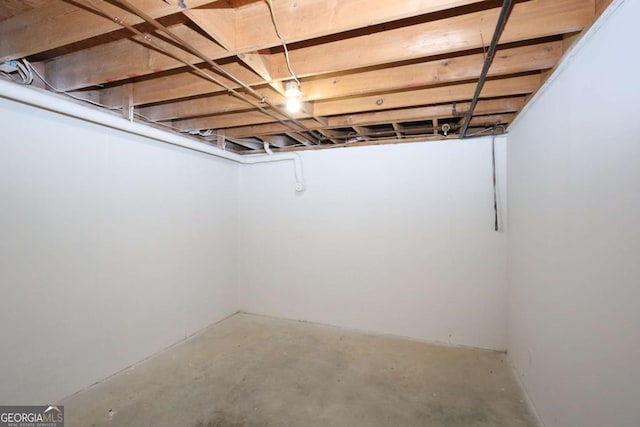 view of unfinished basement