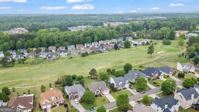 aerial view with a residential view and golf course view