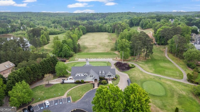 drone / aerial view with a forest view