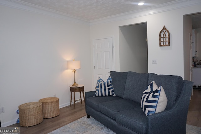 2566 Summit Cove Dr, Duluth, GA 30097 - living room featuring wood finished floors, ornamental molding, and baseboards