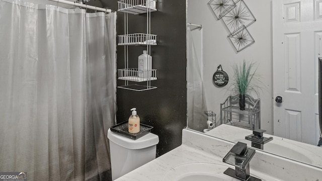 1401 Aberdeen Ct, Mcdonough, GA 30253 - bathroom featuring vanity and a shower with shower curtain