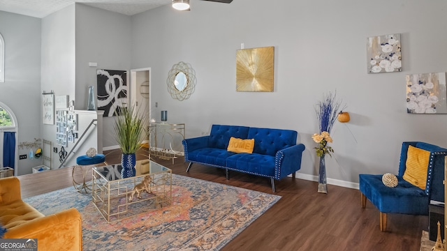 1401 Aberdeen Ct, Mcdonough, GA 30253 - living area with baseboards, ceiling fan, and wood finished floors