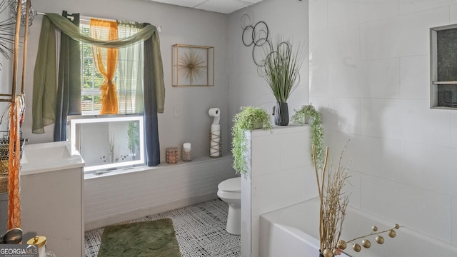 1401 Aberdeen Ct, Mcdonough, GA 30253 - full bath with toilet, a washtub, tile walls, and tile patterned floors