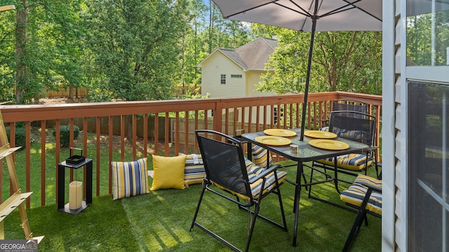1401 Aberdeen Ct, Mcdonough, GA 30253 - wooden deck with fence and a yard