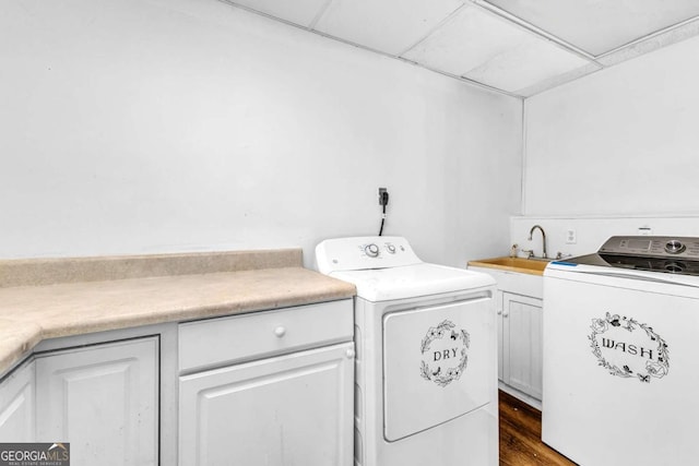 276 Greentree Pkwy, Macon, GA 31220 - clothes washing area featuring a sink, cabinet space, and independent washer and dryer