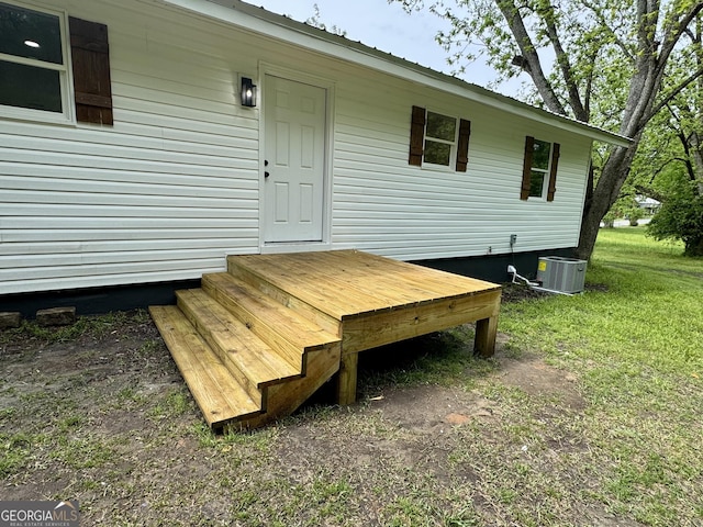 101 Newsome St, Union Point, GA 30669 - wooden terrace with central AC unit