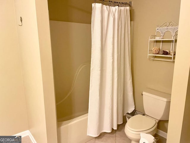 296 Fairview Ct, Jasper, GA 30143 - full bathroom featuring tile patterned floors, baseboards, toilet, and shower / tub combo with curtain