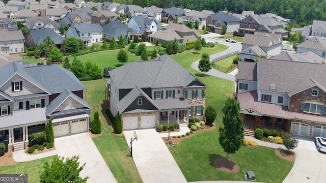aerial view with a residential view