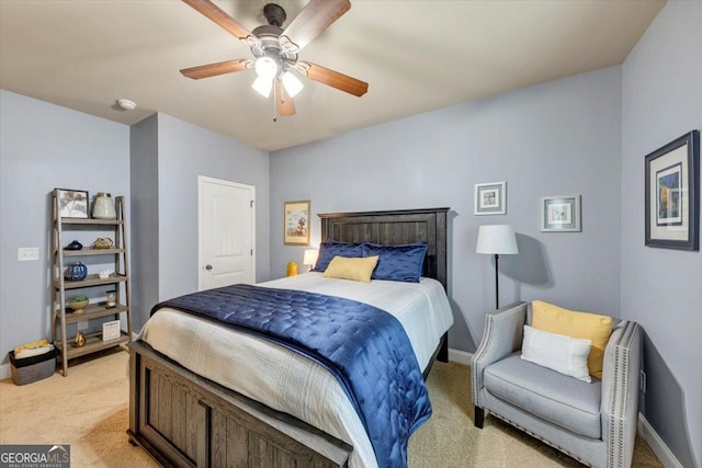 2376 Roberts View Trl, Buford, GA 30519 - bedroom with baseboards, light carpet, and a ceiling fan