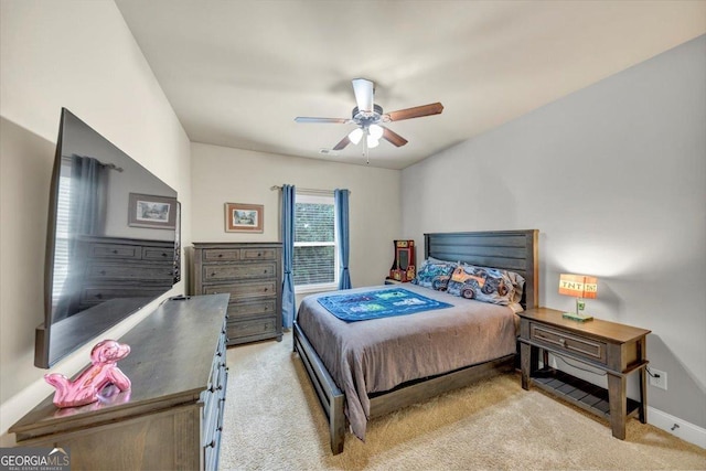 2376 Roberts View Trl, Buford, GA 30519 - bedroom featuring baseboards, a ceiling fan, and light colored carpet