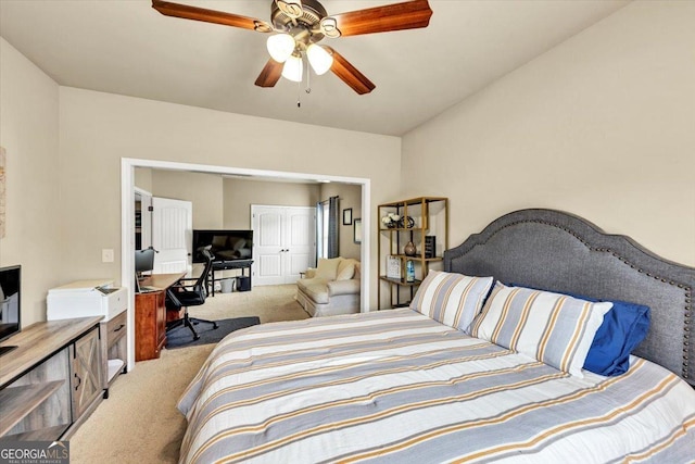 2376 Roberts View Trl, Buford, GA 30519 - bedroom featuring a ceiling fan and light colored carpet