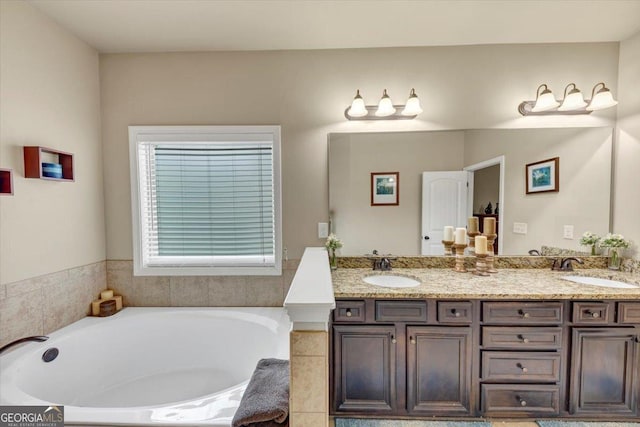 2376 Roberts View Trl, Buford, GA 30519 - bathroom featuring a sink, double vanity, and a bath