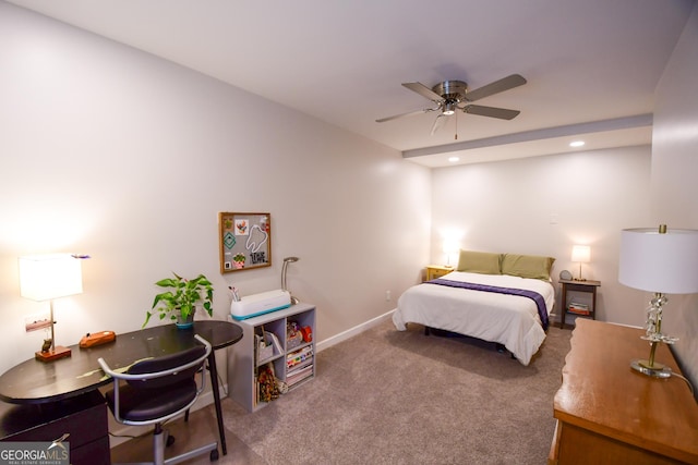 110 Sandy Ridge Trl, Fayetteville, GA 30214 - carpeted bedroom featuring baseboards, ceiling fan, and recessed lighting