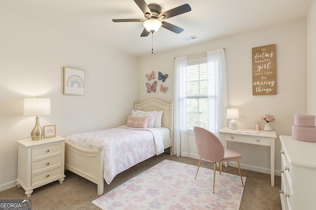 97 Fieldstone Ln, Dallas, GA 30132 - bedroom with carpet floors, baseboards, an office area, and ceiling fan