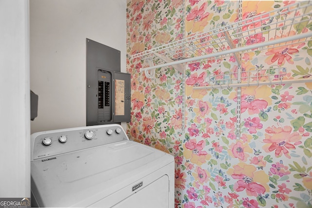 laundry room with washer / clothes dryer, laundry area, and electric panel