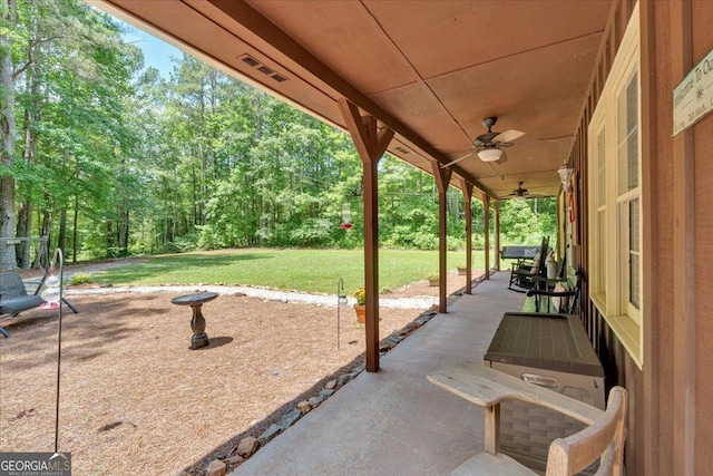 712 Honeysuckle Ln, Temple, GA 30179 - view of patio featuring a ceiling fan