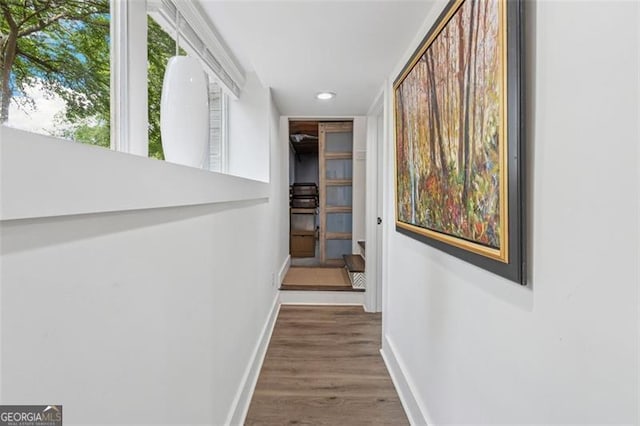 5785 Timberlane Ter, Sandy Springs, GA 30328 - hall with baseboards, recessed lighting, and wood finished floors