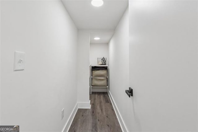5785 Timberlane Ter, Sandy Springs, GA 30328 - hallway with baseboards and dark wood-style flooring