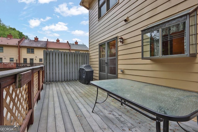deck with a grill