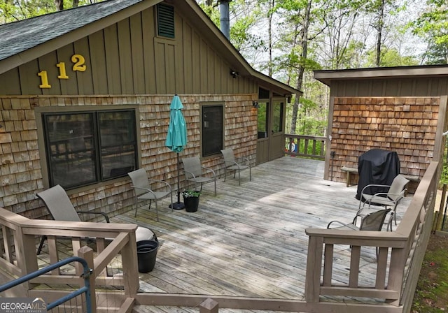 deck with a grill