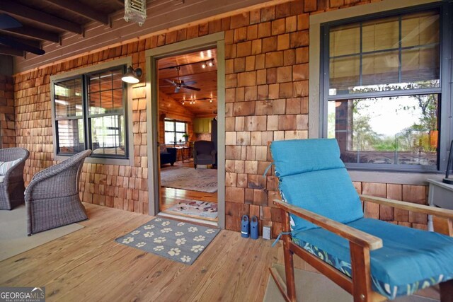 interior space with covered porch