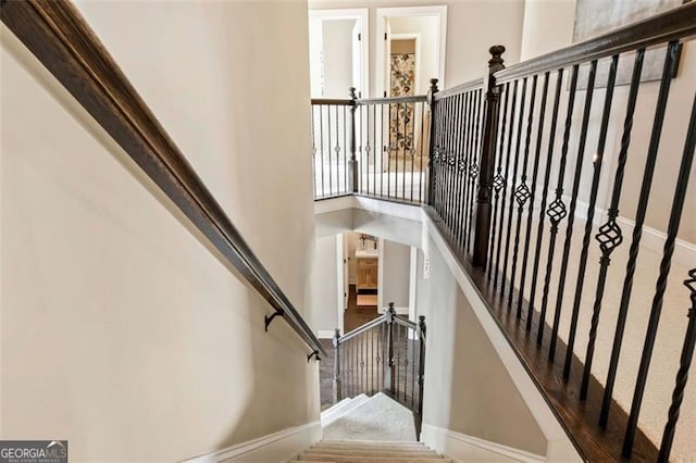 stairs with baseboards