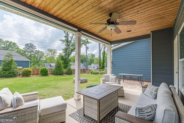 21 E Field St, Newnan, GA 30263 - view of patio / terrace with an outdoor living space and a ceiling fan