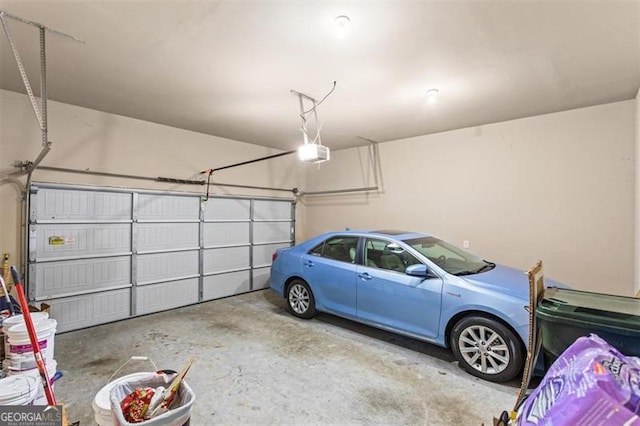 garage with a garage door opener