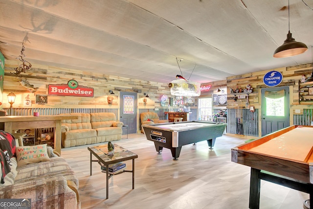 34 Oakleigh Trl, Newnan, GA 30265 - playroom featuring wood walls, pool table, and a community bar