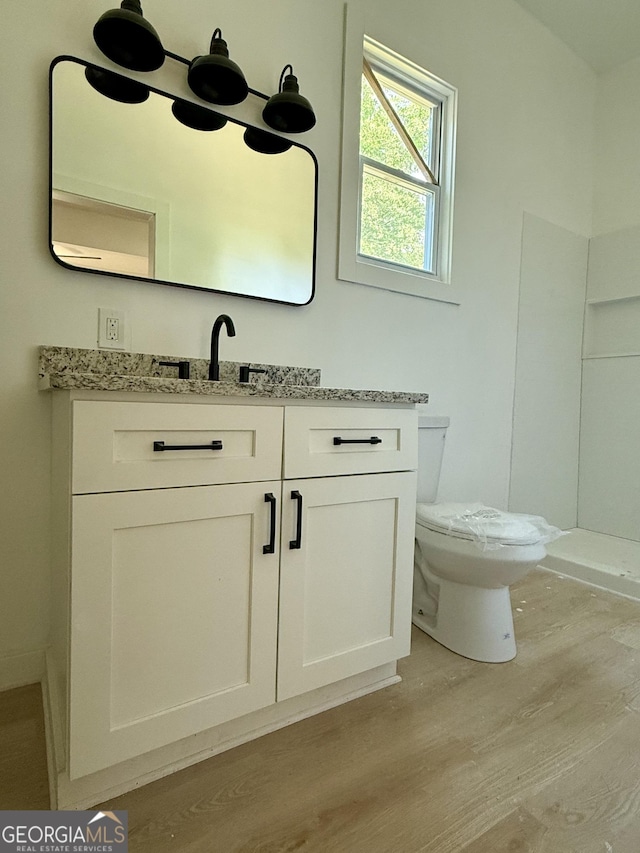 808 Center St, Macon, GA 31217 - bathroom featuring wood finished floors, vanity, and toilet