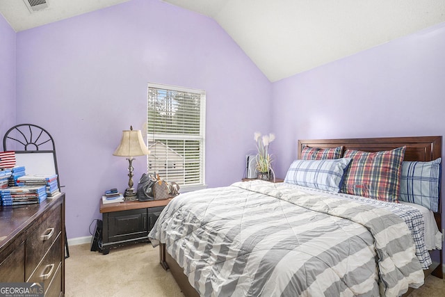 436 Berkshire Pl, Fairburn, GA 30213 - bedroom featuring light carpet, lofted ceiling, and baseboards