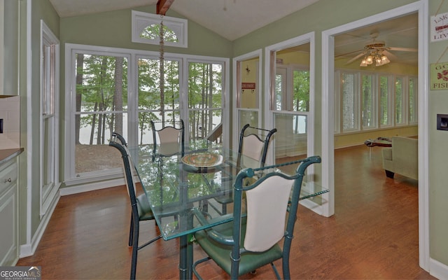 119 Ridgemore Cir, Toccoa, GA 30577 - dining room with dark wood-style floors and a ceiling fan