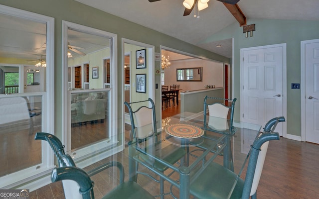 119 Ridgemore Cir, Toccoa, GA 30577 - dining area featuring ceiling fan, wood finished floors, and healthy amount of natural light