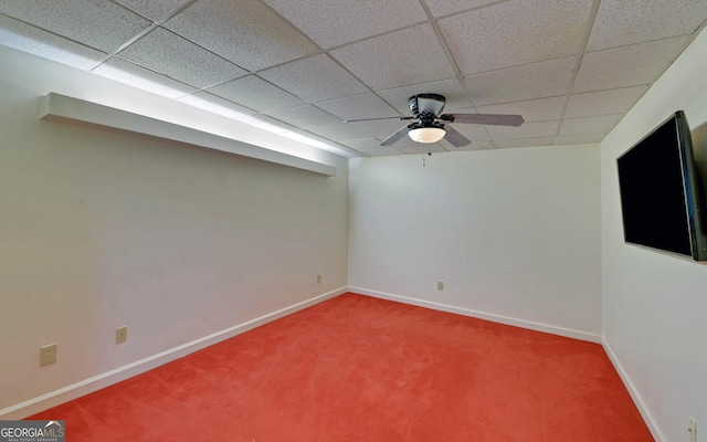 119 Ridgemore Cir, Toccoa, GA 30577 - carpeted spare room featuring a paneled ceiling, ceiling fan, and baseboards