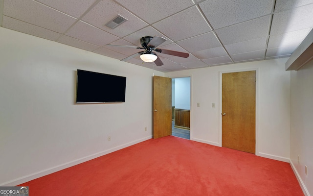 119 Ridgemore Cir, Toccoa, GA 30577 - unfurnished bedroom featuring a paneled ceiling, baseboards, carpet floors, and ceiling fan