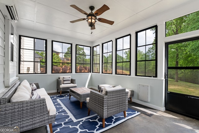 721 Paint Horse Dr, Canton, GA 30115 - sunroom / solarium featuring a ceiling fan and outdoor lounge area