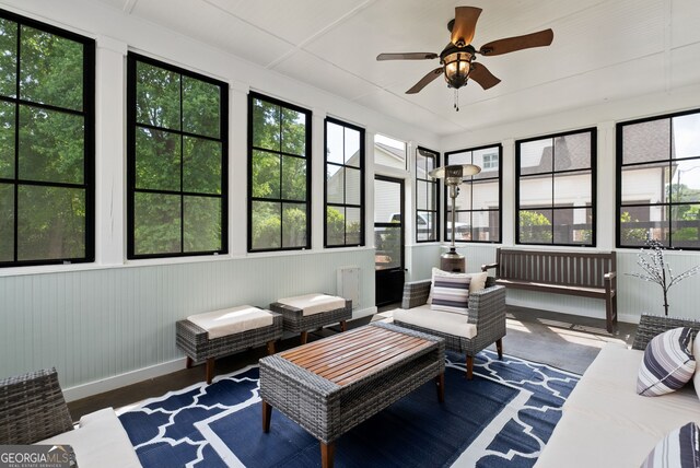 721 Paint Horse Dr, Canton, GA 30115 - sunroom featuring a ceiling fan and baseboards