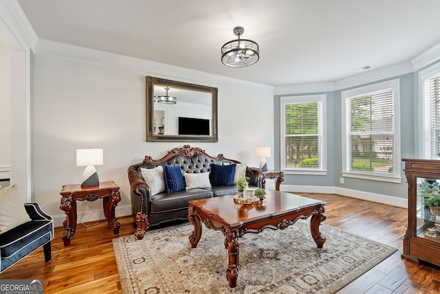 721 Paint Horse Dr, Canton, GA 30115 - living room with crown molding, hardwood / wood-style flooring, and baseboards