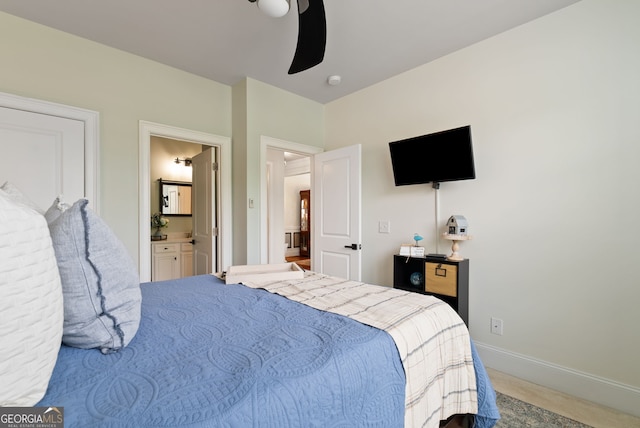 721 Paint Horse Dr, Canton, GA 30115 - bedroom featuring carpet, connected bathroom, baseboards, and ceiling fan