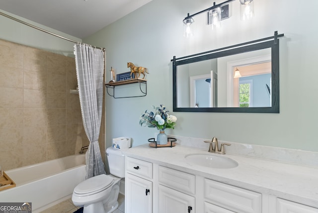 721 Paint Horse Dr, Canton, GA 30115 - bathroom with toilet, vanity, shower / bath combination with curtain, and tile patterned flooring