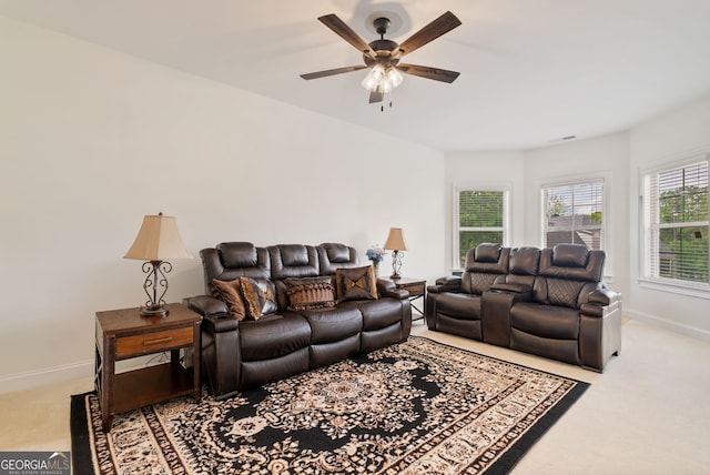 721 Paint Horse Dr, Canton, GA 30115 - carpeted living room with a ceiling fan and baseboards