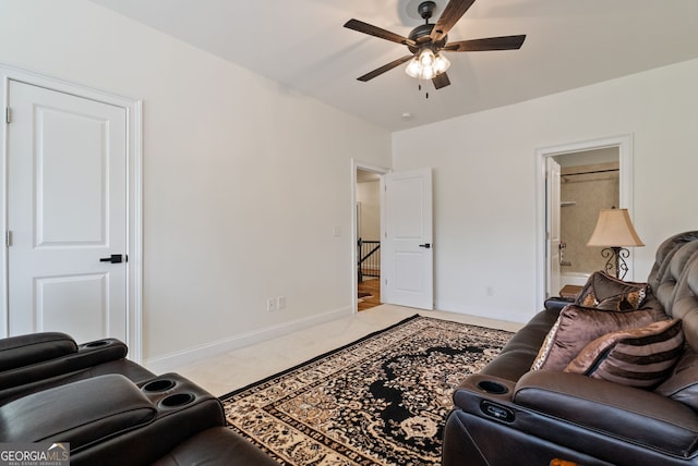 721 Paint Horse Dr, Canton, GA 30115 - living room featuring a ceiling fan, light colored carpet, and baseboards